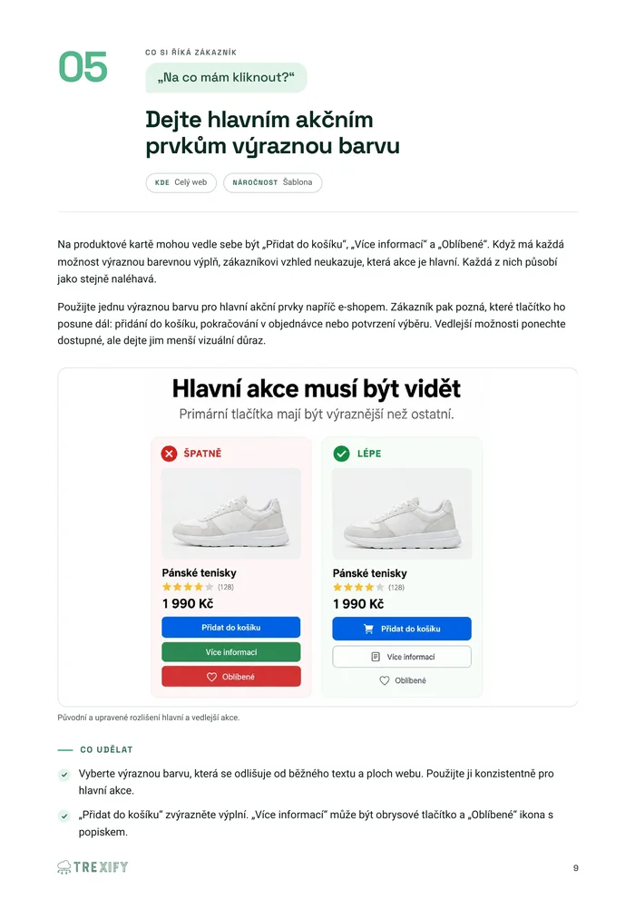 Ukázka stránky e‑booku: výrazná barva hlavních akčních prvků