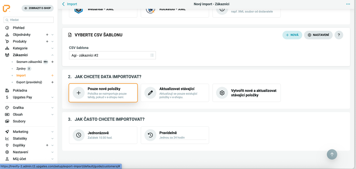 Import zákazníku/objednávek