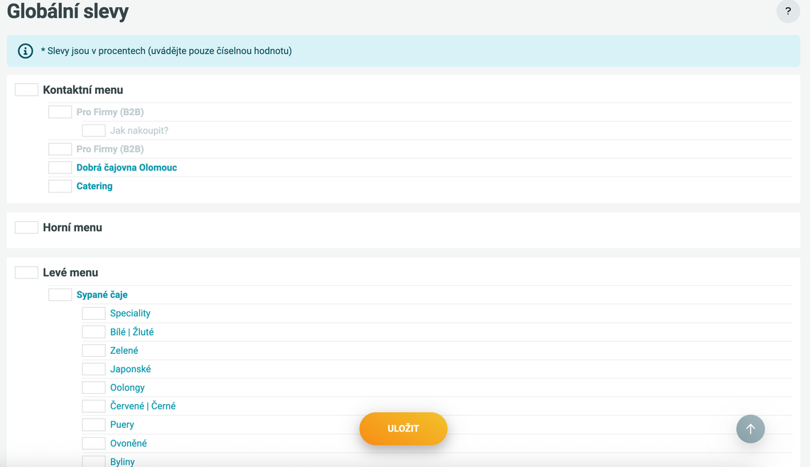 Jak vypadá nastavování Glob. slev
