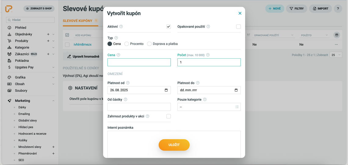Jak vytvořit slevový kupón