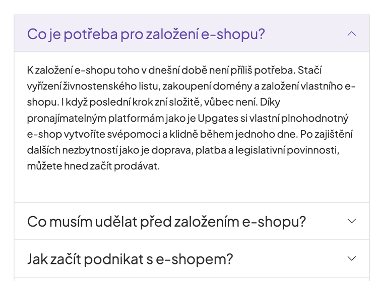 FAQ na produktu a kategorii