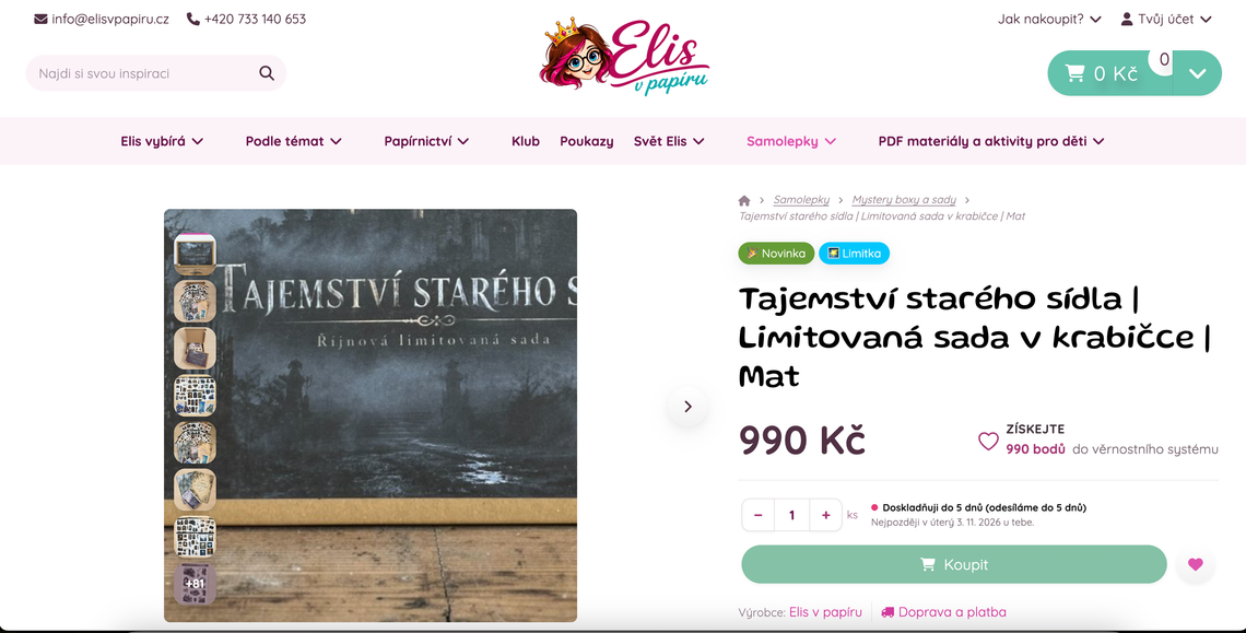 Konkrétní datum doručení na produktu a v košíku