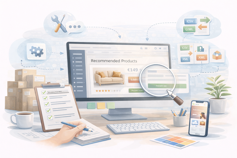 Práce na e-shopu - nastavení, konzultace, importy dat